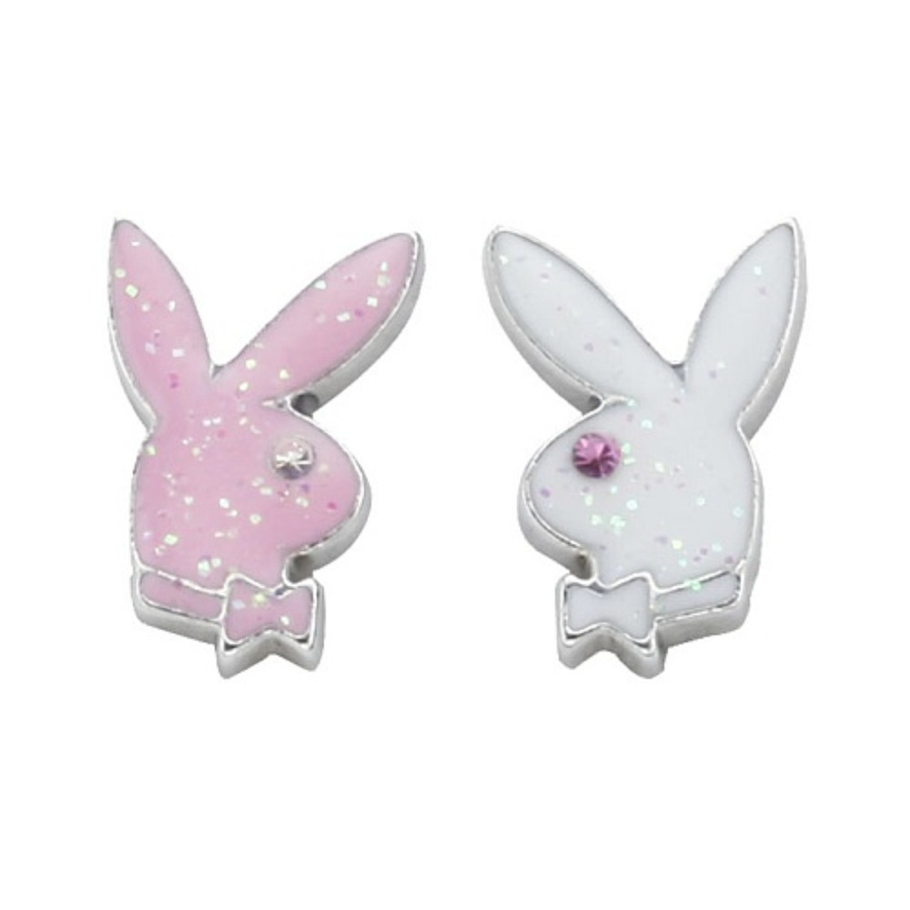 Playboy Jewelry Set Necklace Earrings Bunny Kiss Kissing Bunnies Authentic NWT - Picture 11 of 13